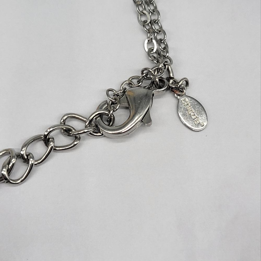 Chico’s Aquamarine Teardrop Station Necklace - Picture 7 of 7